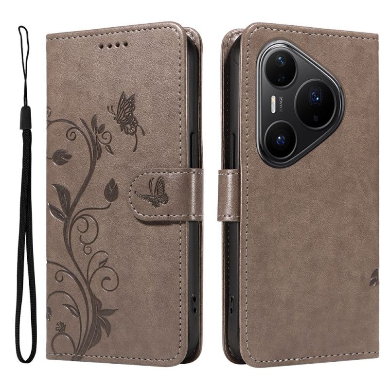 Leren Hoesje Huawei Pura 80 Pro Bloemenpatroon