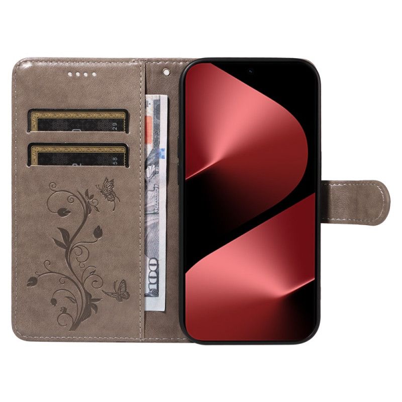 Leren Hoesje Huawei Pura 80 Pro Bloemenpatroon