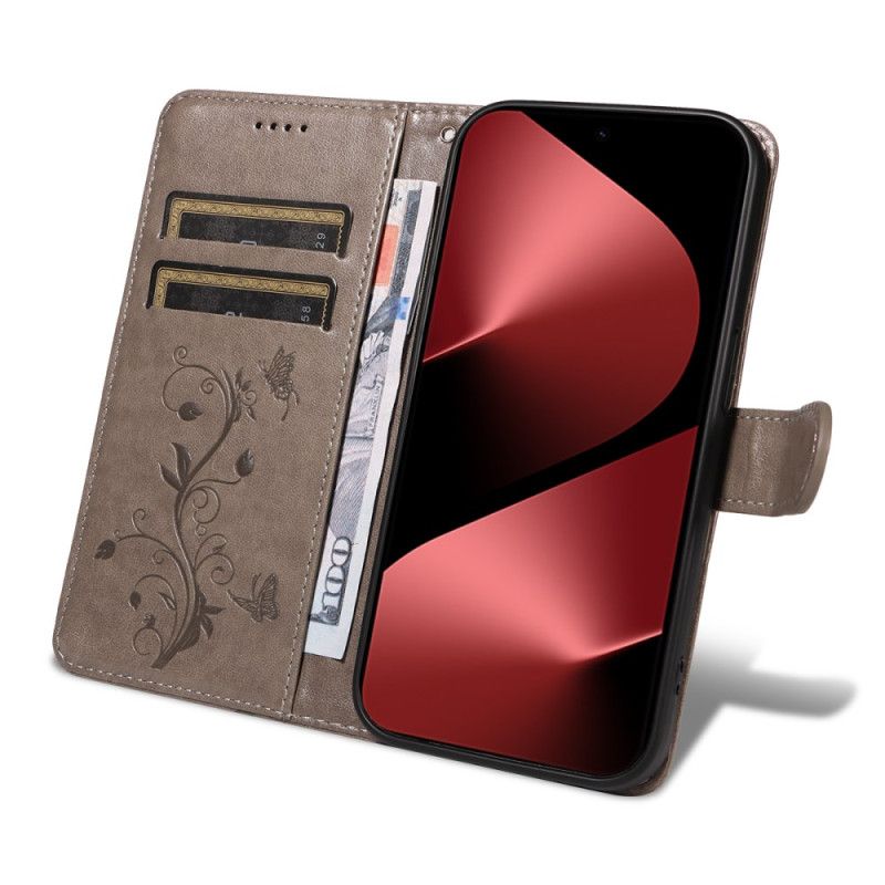 Leren Hoesje Huawei Pura 80 Pro Bloemenpatroon