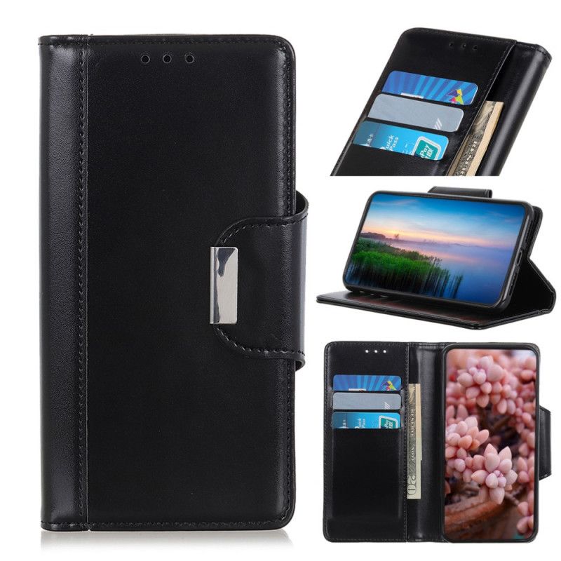 Bescherming Hoesje Samsung Galaxy A41 Bruin Zwart Elegante Sluiting Van Imitatieleer