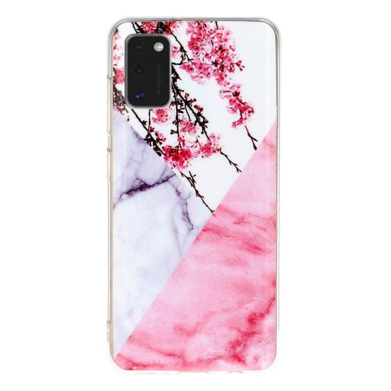 Case Hoesje Samsung Galaxy A41 Grijs Wit Telefoonhoesje Geometrie Marmer
