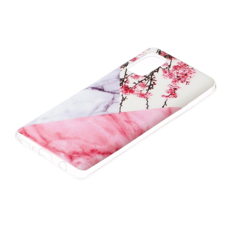 Case Hoesje Samsung Galaxy A41 Grijs Wit Telefoonhoesje Geometrie Marmer