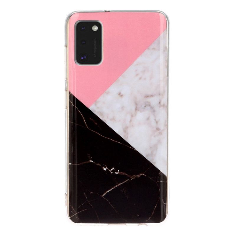 Case Hoesje Samsung Galaxy A41 Grijs Wit Telefoonhoesje Geometrie Marmer