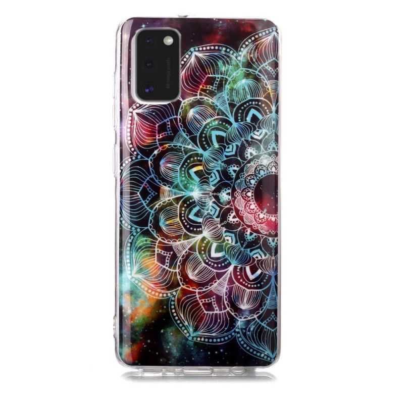 Case Hoesje Samsung Galaxy A41 Rood Zwart Telefoonhoesje Fluorescerende Bloemenreeks