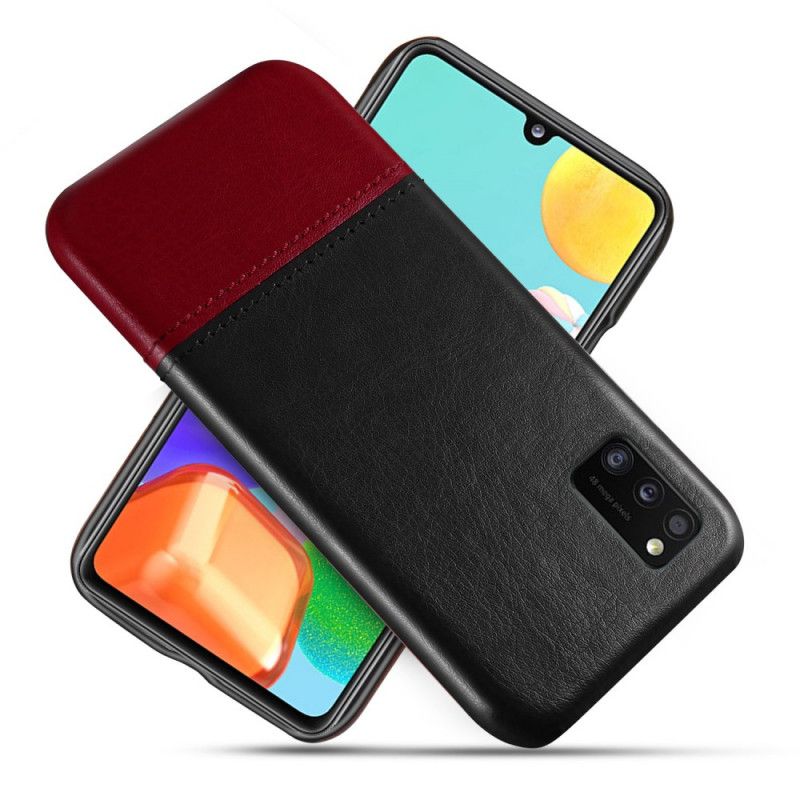 Case Hoesje Samsung Galaxy A41 Rood Zwart Telefoonhoesje Ksq Tweekleurig Leereffect