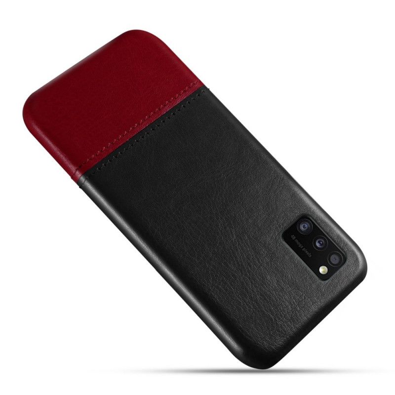 Case Hoesje Samsung Galaxy A41 Rood Zwart Telefoonhoesje Ksq Tweekleurig Leereffect