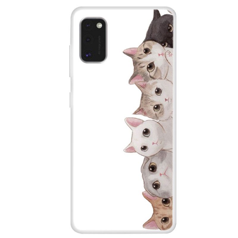 Case Hoesje Samsung Galaxy A41 Telefoonhoesje Luisterende Katten