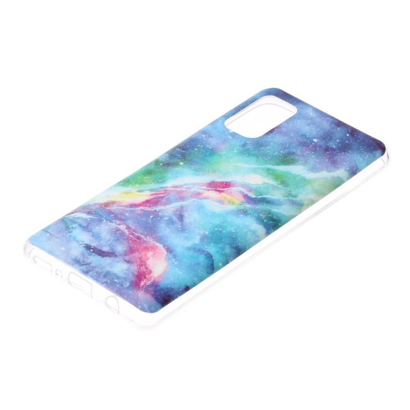 Case Hoesje Samsung Galaxy A41 Wit Zwart Telefoonhoesje Marmeren Declinatie