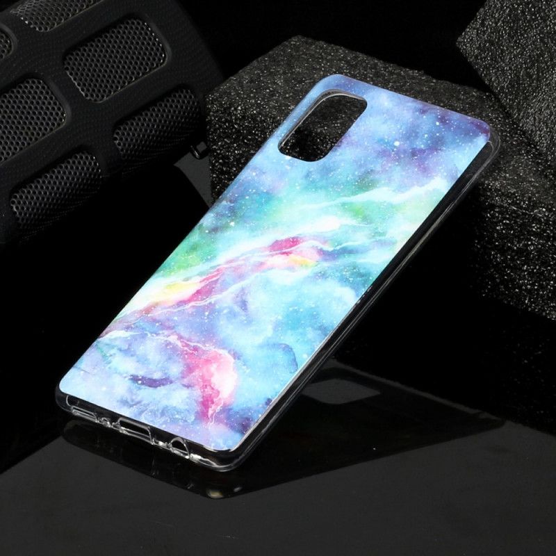 Case Hoesje Samsung Galaxy A41 Wit Zwart Telefoonhoesje Marmeren Declinatie