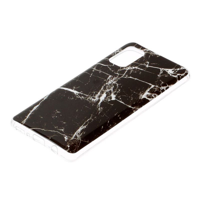 Case Hoesje Samsung Galaxy A41 Wit Zwart Telefoonhoesje Marmeren Declinatie