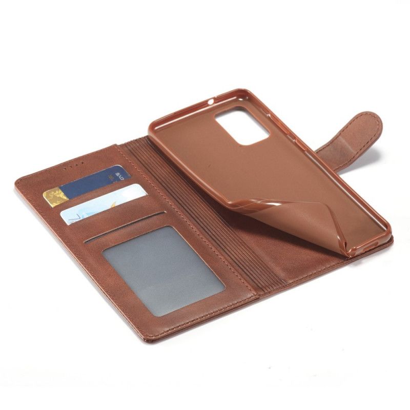 Cover Folio-hoesje Samsung Galaxy A41 Grijs Zwart Telefoonhoesje Lc.Imeeke Leereffect