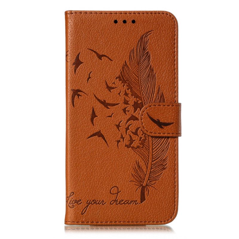 Cover Folio-hoesje Samsung Galaxy A41 Grijs Zwart Telefoonhoesje Leef Je Droom Imitatieleer