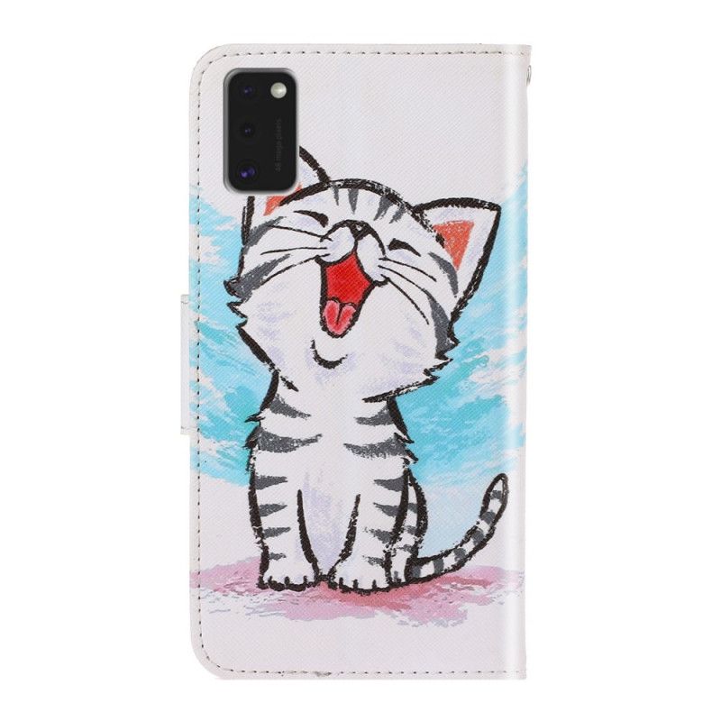 Cover Folio-hoesje Samsung Galaxy A41 Telefoonhoesje Gekleurd Kitten Met String