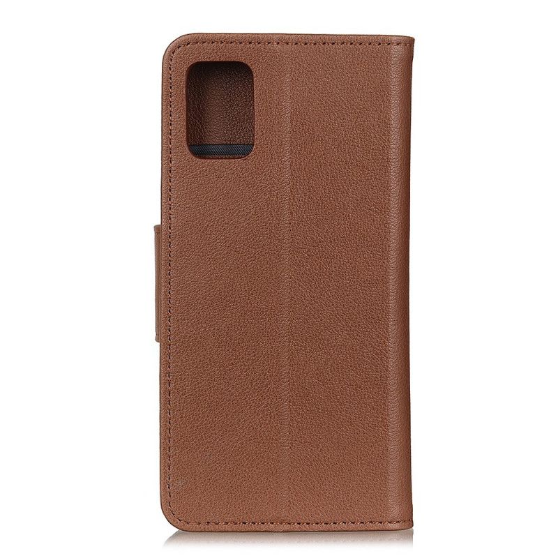 Cover Folio-hoesje Samsung Galaxy A41 Zwart Telefoonhoesje Omkeerbare Sluiting In Lychee-Leereffect