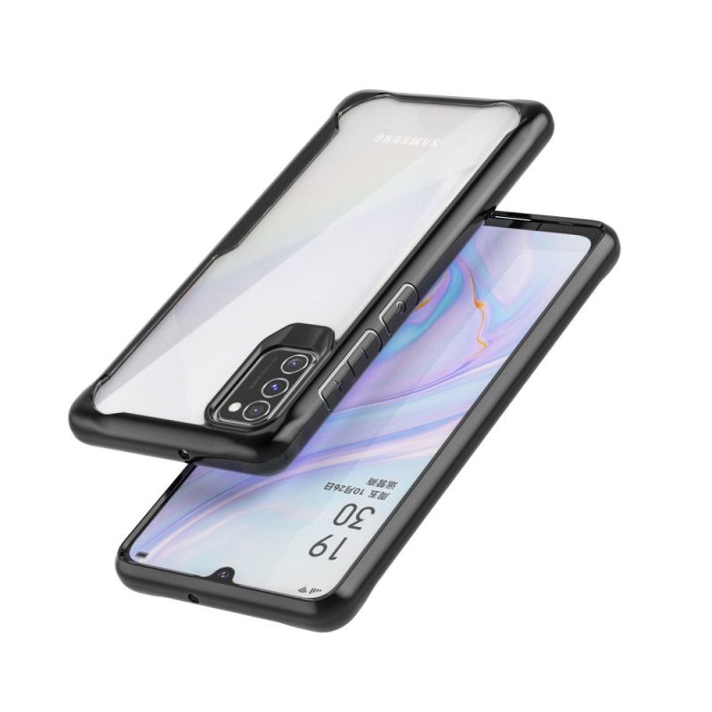 Cover Hoesje Samsung Galaxy A41 Rood Zwart Telefoonhoesje Hybride Siliconen Randontwerp