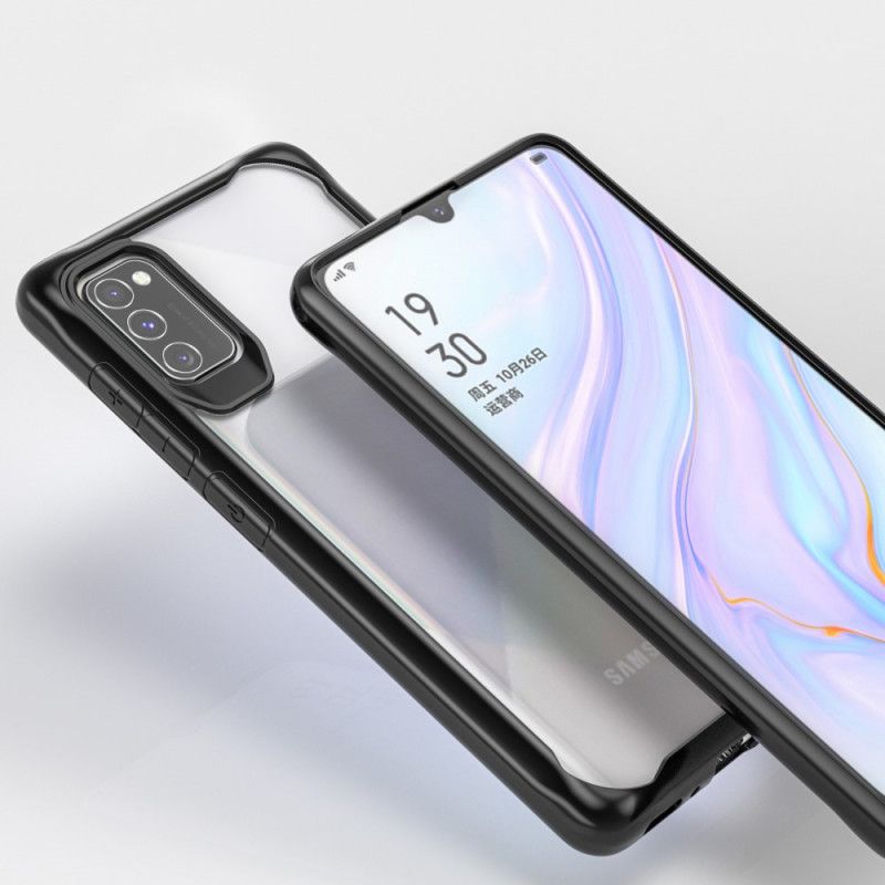 Cover Hoesje Samsung Galaxy A41 Rood Zwart Telefoonhoesje Hybride Siliconen Randontwerp