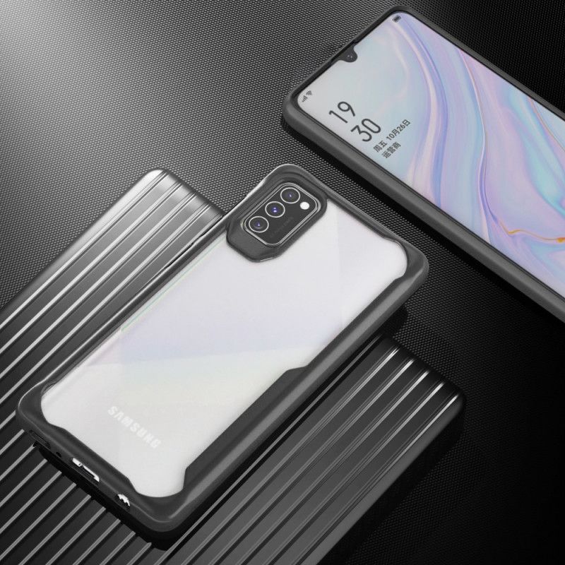 Cover Hoesje Samsung Galaxy A41 Rood Zwart Telefoonhoesje Hybride Siliconen Randontwerp