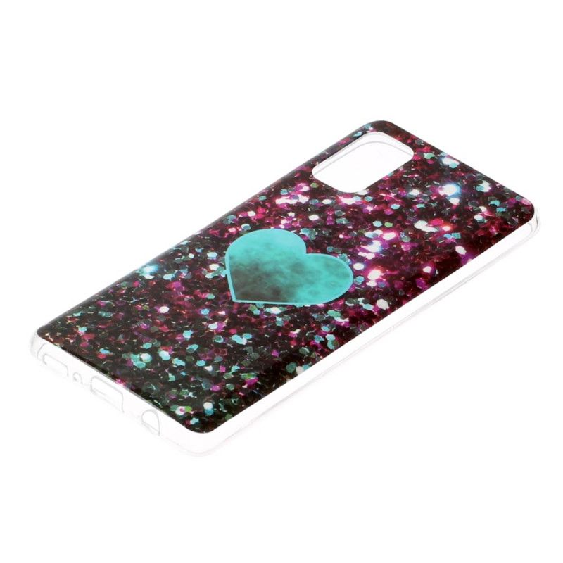 Cover Hoesje Samsung Galaxy A41 Violet Magenta Telefoonhoesje Marmeren Glitter