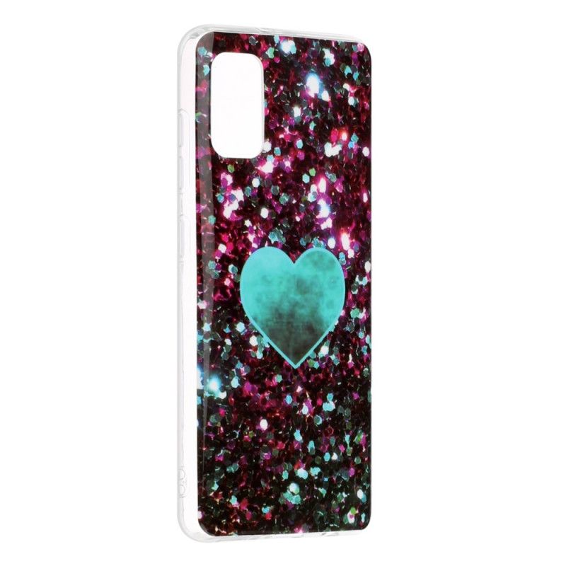 Cover Hoesje Samsung Galaxy A41 Violet Magenta Telefoonhoesje Marmeren Glitter