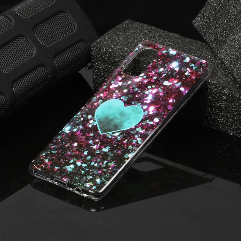 Cover Hoesje Samsung Galaxy A41 Violet Magenta Telefoonhoesje Marmeren Glitter