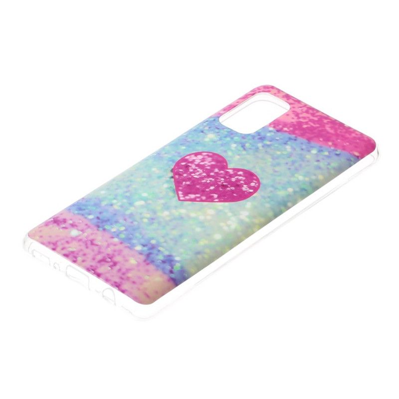 Cover Hoesje Samsung Galaxy A41 Violet Magenta Telefoonhoesje Marmeren Glitter