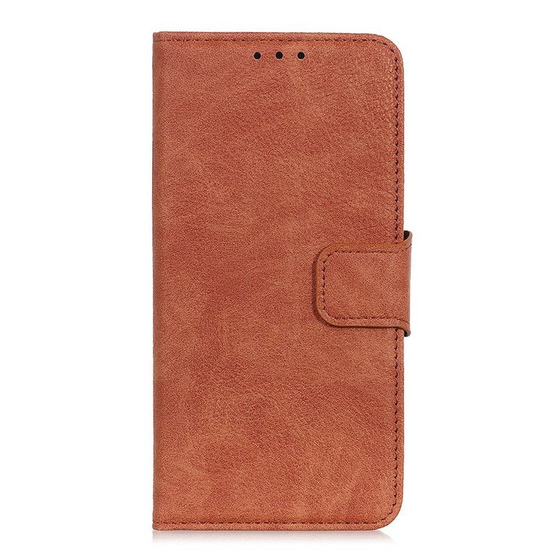 Flip Case Leren Samsung Galaxy A41 Rood Zwart Simpel Lychee Kunstleer