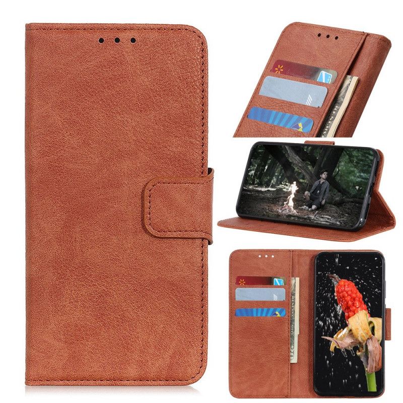 Flip Case Leren Samsung Galaxy A41 Rood Zwart Simpel Lychee Kunstleer