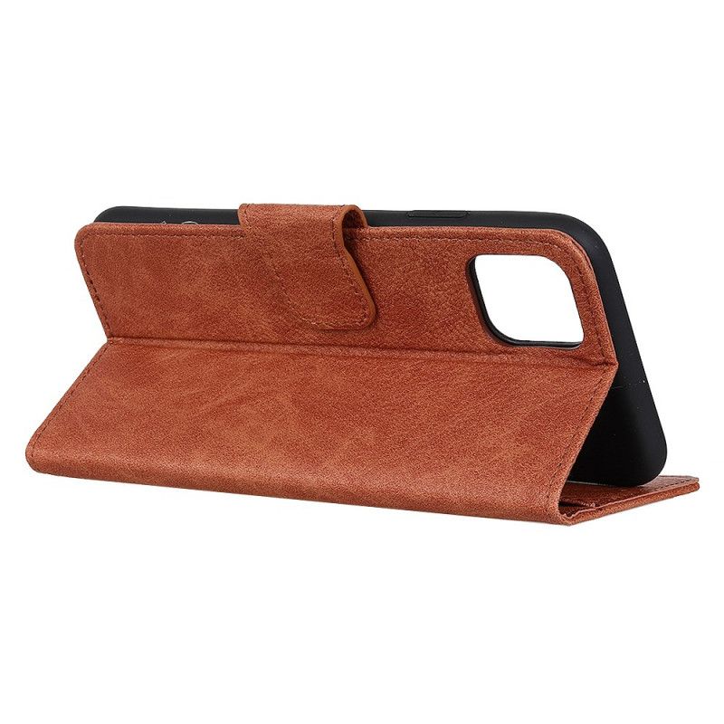 Flip Case Leren Samsung Galaxy A41 Rood Zwart Simpel Lychee Kunstleer