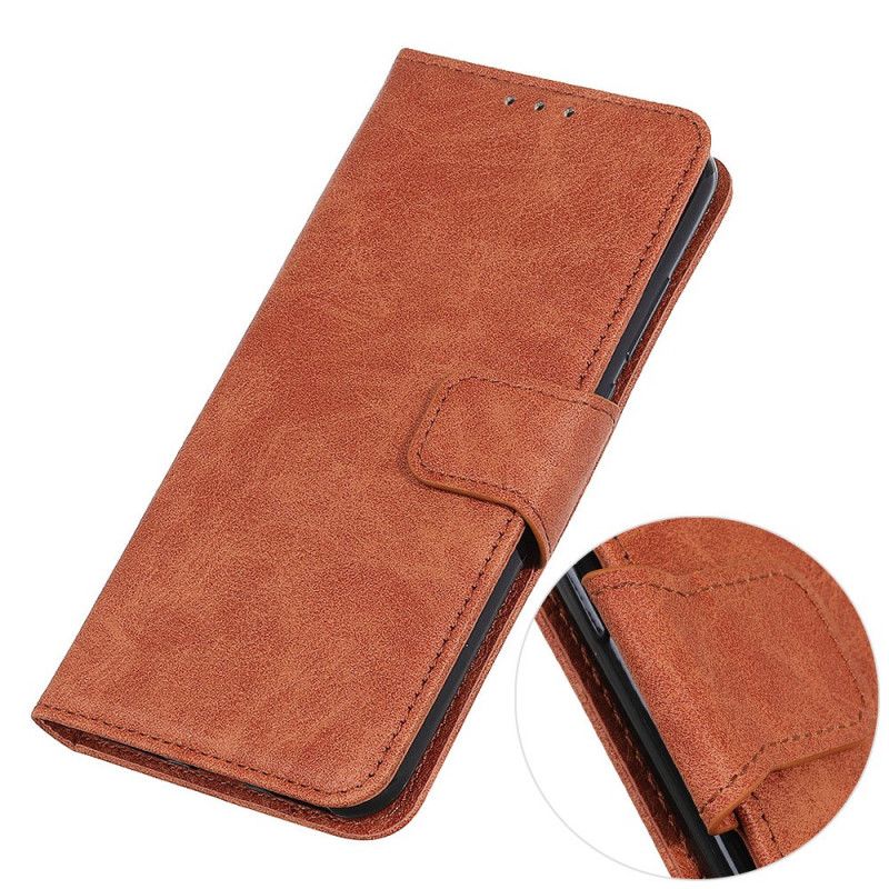 Flip Case Leren Samsung Galaxy A41 Rood Zwart Simpel Lychee Kunstleer