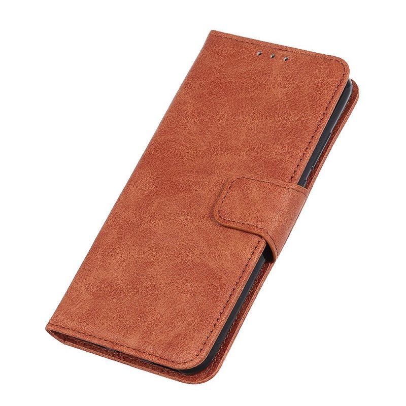 Flip Case Leren Samsung Galaxy A41 Rood Zwart Simpel Lychee Kunstleer