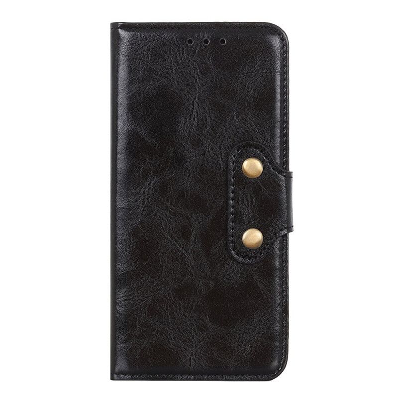 Flip Case Leren Samsung Galaxy A41 Rood Zwart Vintage Imitatieleren Dubbele Sluiting
