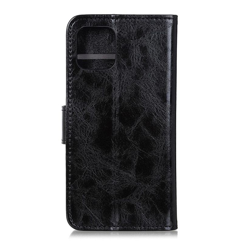 Flip Case Leren Samsung Galaxy A41 Rood Zwart Vintage Imitatieleren Dubbele Sluiting