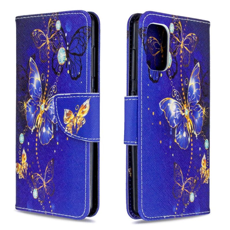 Flip Case Leren Samsung Galaxy A41 Wit Zwart Koningen Vlinders