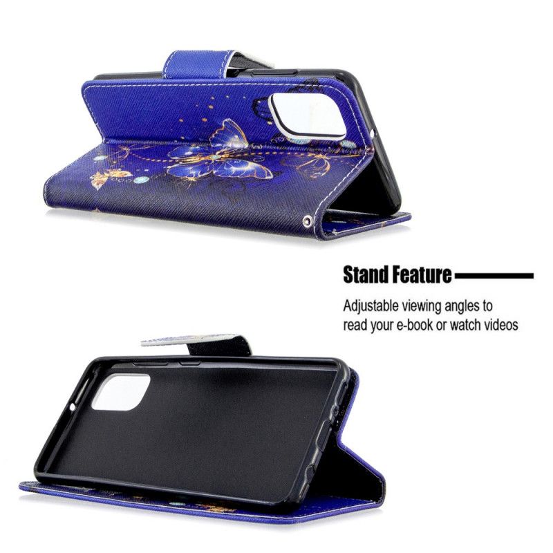 Flip Case Leren Samsung Galaxy A41 Wit Zwart Koningen Vlinders