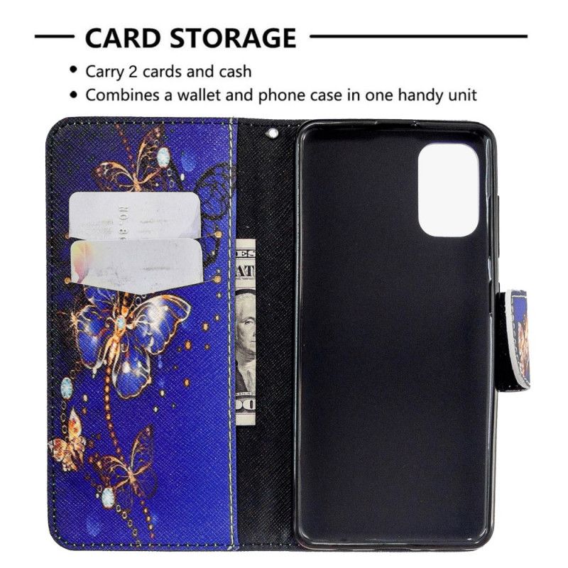 Flip Case Leren Samsung Galaxy A41 Wit Zwart Koningen Vlinders