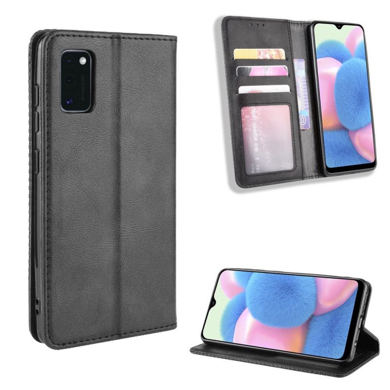 Folio-hoesje voor Samsung Galaxy A41 Rood Zwart Gestileerd Vintage Leereffect