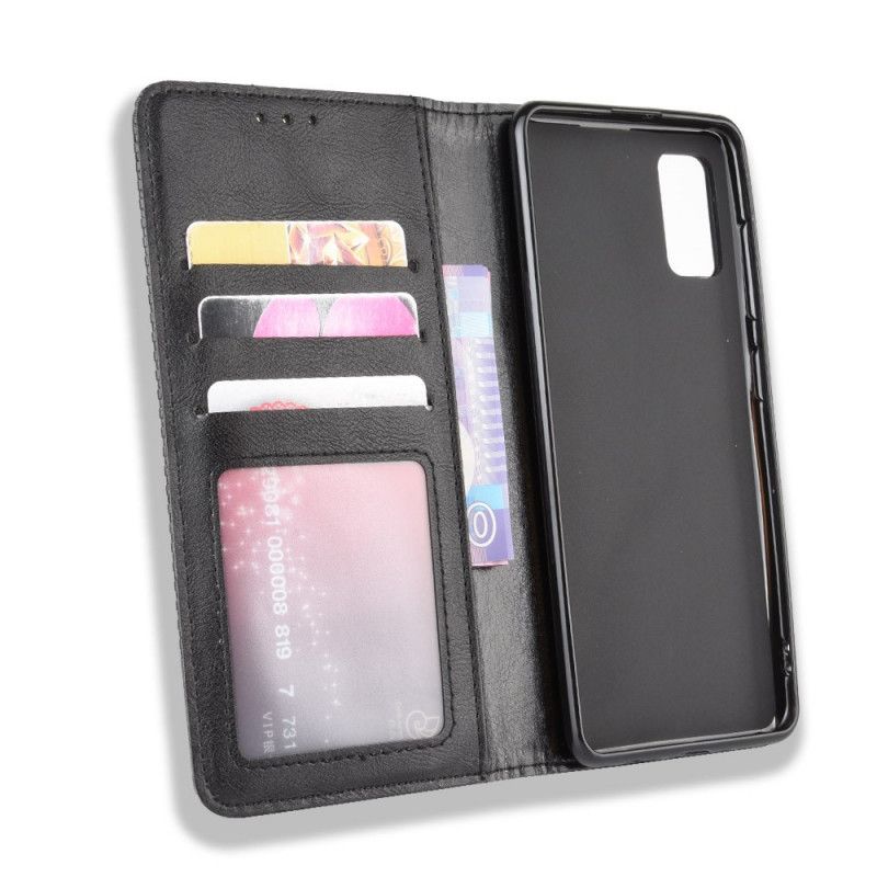 Folio-hoesje voor Samsung Galaxy A41 Rood Zwart Gestileerd Vintage Leereffect