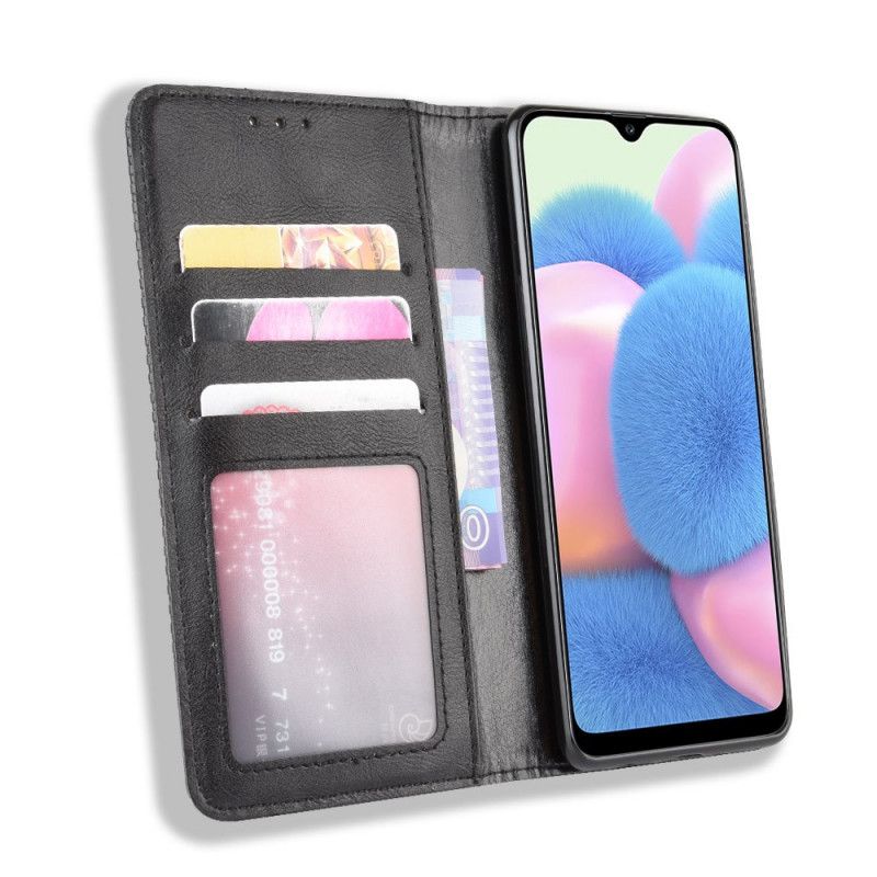 Folio-hoesje voor Samsung Galaxy A41 Rood Zwart Gestileerd Vintage Leereffect