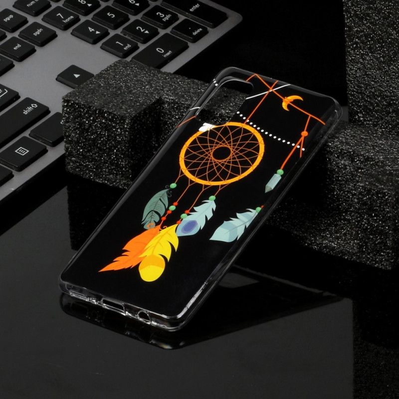 Hoesje Samsung Galaxy A41 Geel Zwart Unieke Fluorescerende Dromenvanger
