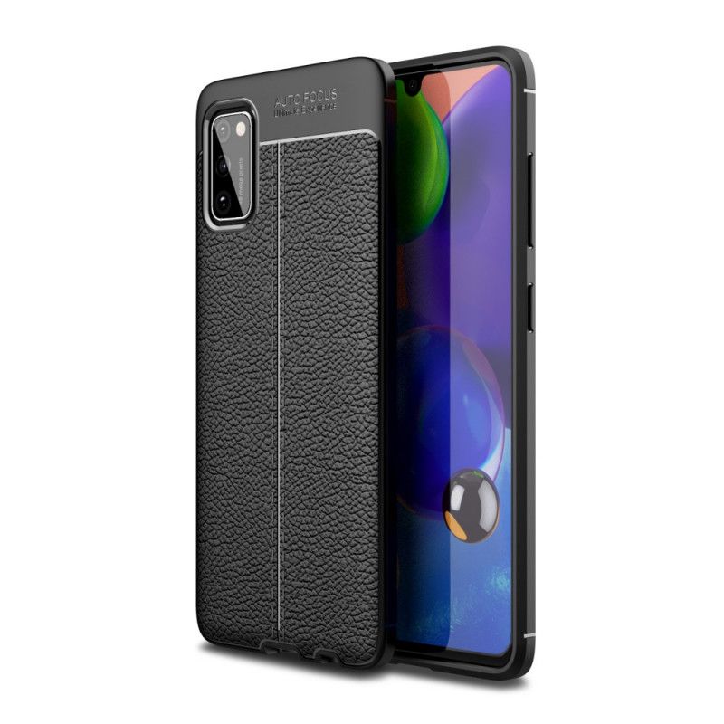 Hoesje Samsung Galaxy A41 Rood Zwart Dubbellijns Lychee Leereffect