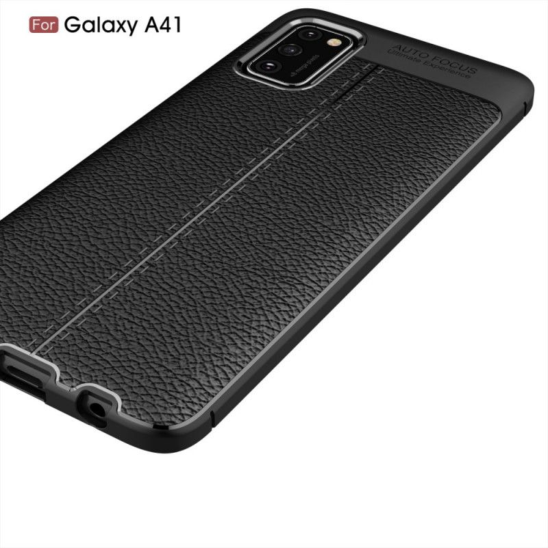 Hoesje Samsung Galaxy A41 Rood Zwart Dubbellijns Lychee Leereffect