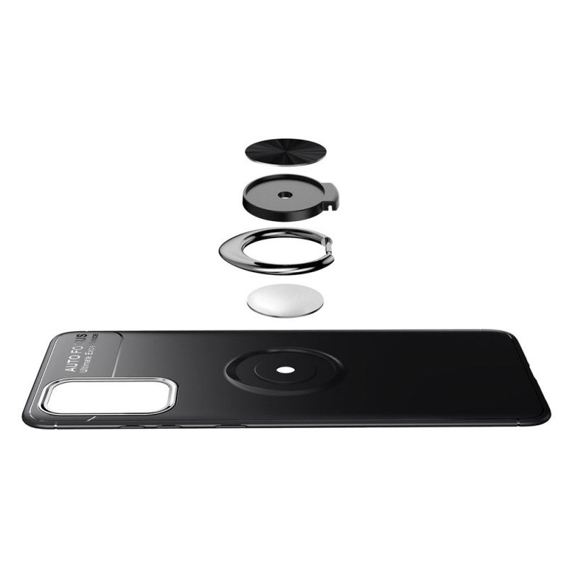 Hoesje Samsung Galaxy A41 Rood Zwart Roterende Ring