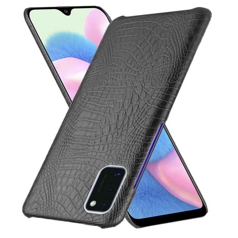 Hoesje Samsung Galaxy A41 Wit Zwart Krokodillenhuideffect