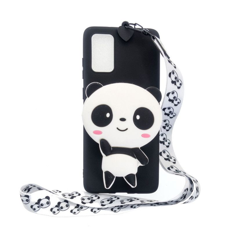 Hoesje voor Samsung Galaxy A41 3D Panda Met Karabijnhaak