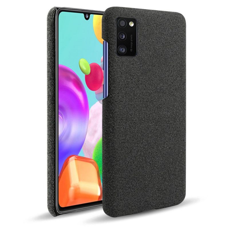 Hoesje voor Samsung Galaxy A41 Grijs Zwart Ksq Stof Textuur