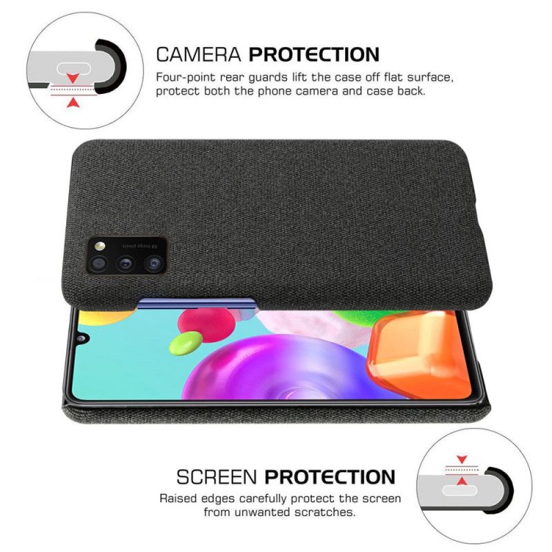 Hoesje voor Samsung Galaxy A41 Grijs Zwart Ksq Stof Textuur