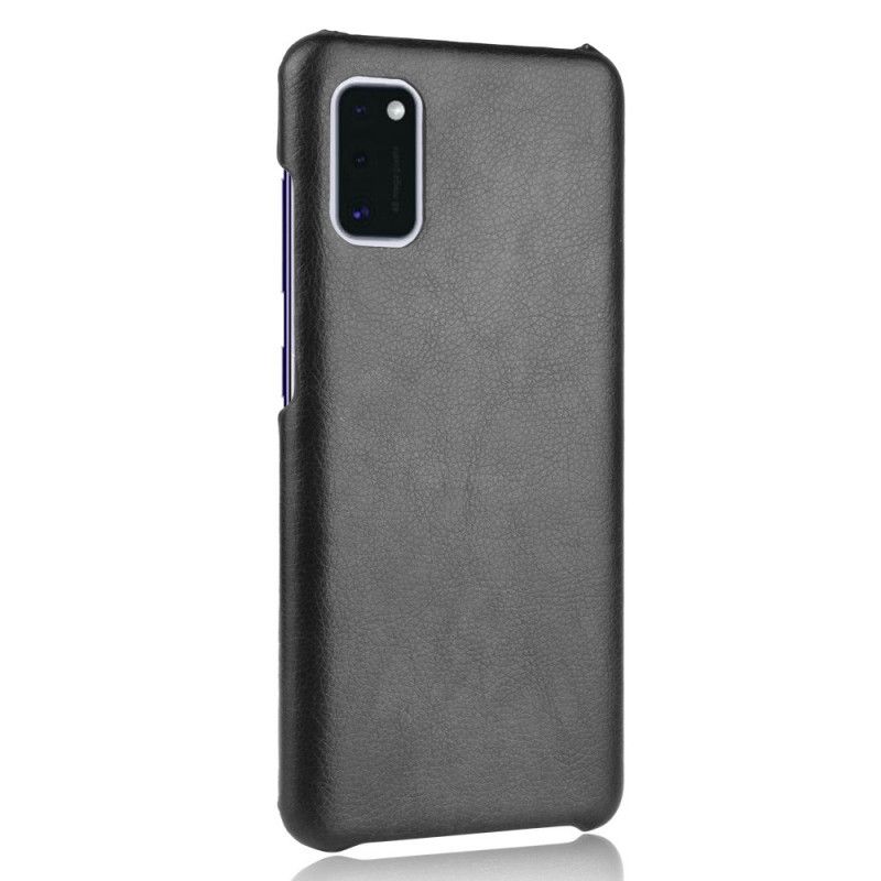 Hoesje voor Samsung Galaxy A41 Grijs Zwart Performance Lychee Leereffect