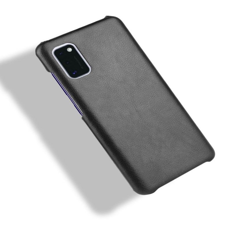 Hoesje voor Samsung Galaxy A41 Grijs Zwart Performance Lychee Leereffect