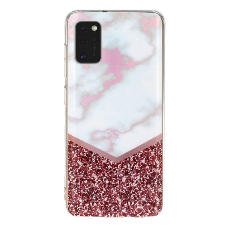 Hoesje voor Samsung Galaxy A41 Rose Gold Rose Declinatie Marmeren Geometrie
