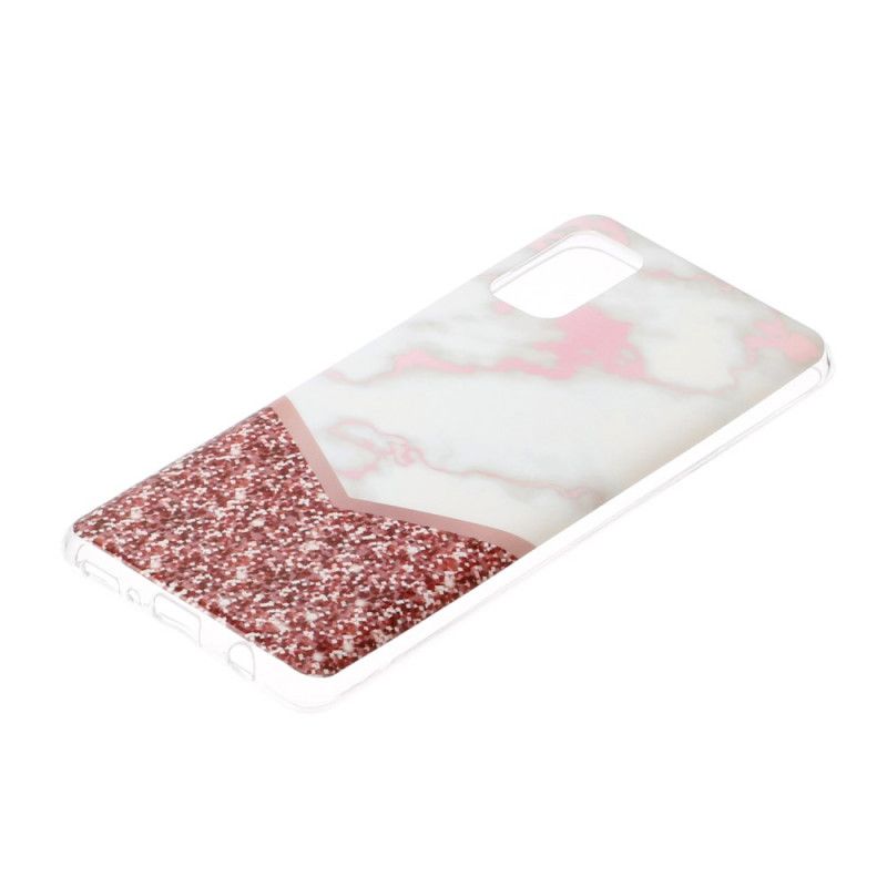 Hoesje voor Samsung Galaxy A41 Rose Gold Rose Declinatie Marmeren Geometrie